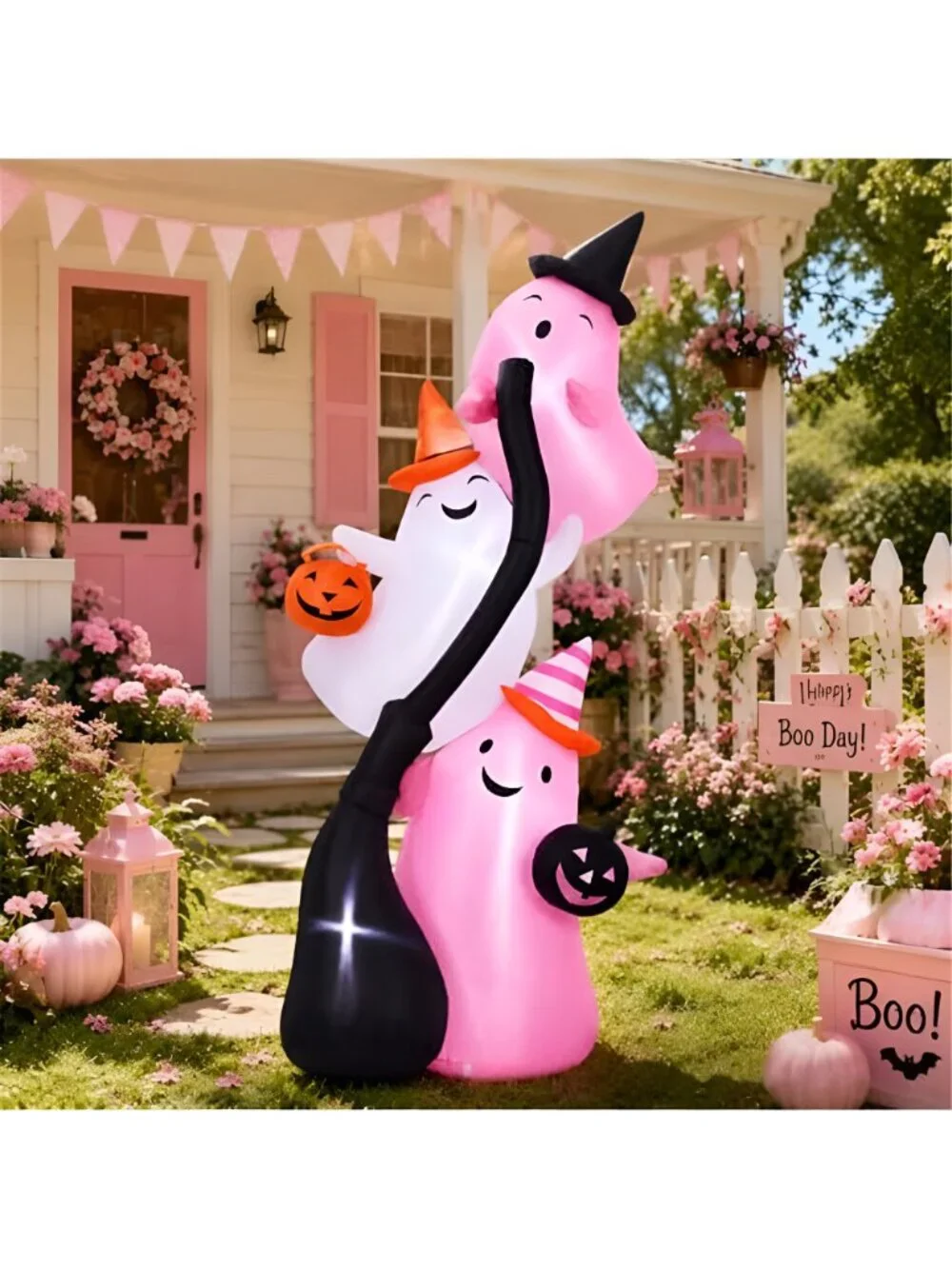 9.8 ft Pink Halloween Inflatable Ghost Outdoor Decoration